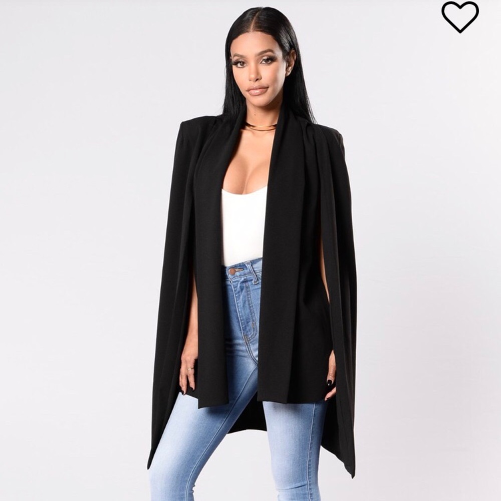 Black cape-style blazer